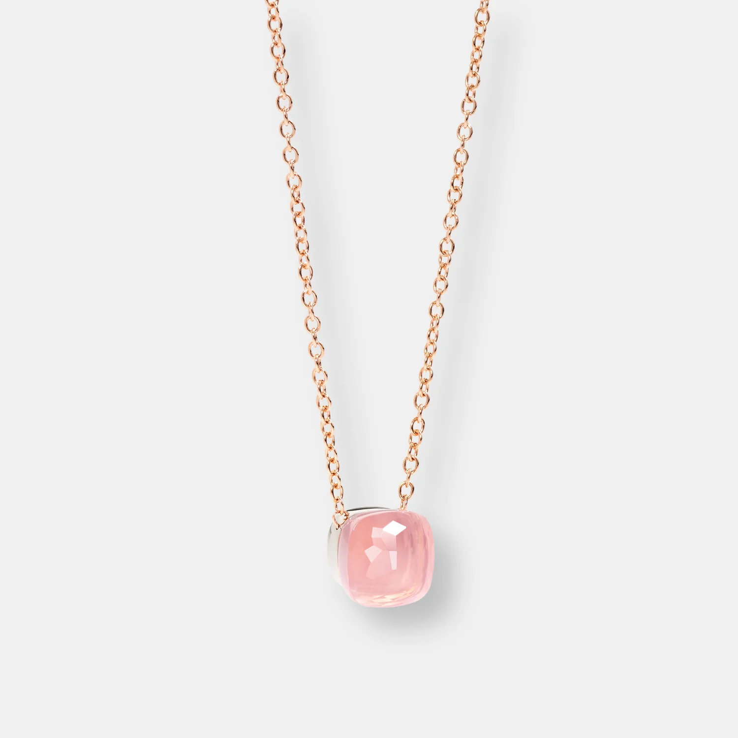 Pendentif nudo quarzo rosa avec chaîne